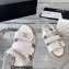 Chanel Logo Velvet Beach Sandals White 2023