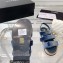 Chanel Logo Velvet Beach Sandals Blue 2023