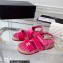 Chanel Logo Velvet Beach Sandals Fuchsia 2023