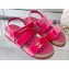 Chanel Logo Velvet Beach Sandals Fuchsia 2023