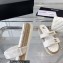 Chanel Logo Velvet Beach Mules White 2023