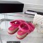 Chanel Logo Velvet Beach Sandals Fuchsia 2023