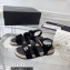 Chanel Logo Velvet Beach Sandals Black 2023