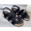 Chanel Logo Velvet Beach Sandals Black 2023