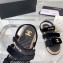Chanel Logo Velvet Beach Sandals Black 2023
