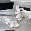 Chanel Logo Velvet Beach Mules White 2023