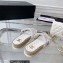 Chanel Logo Velvet Beach Mules White 2023