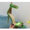 Gianvito Rossi Heel 10.5cm Portofino Sandals with Buckle-covered Anklet Strap Leather Green 2023