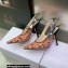 Dior Heel 9.5cm J'Adior Slingback Pumps in Antique Pink Brocart Embroidered Cotton with Gold-Tone Metallic Thread 2023