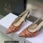 Dior Heel 6.5cm J'Adior Slingback Pumps in Antique Pink Brocart Embroidered Cotton with Gold-Tone Metallic Thread 2023