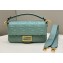 Fendi Nappa Leather Medium Baguette Bag Gray Green 2023