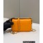 Fendi Nappa Leather Mini Baguette Bag Orange 2023