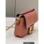 Fendi Nappa Leather Mini Baguette Bag Dark Pink 2023
