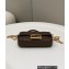 Fendi Nappa Leather Mini Baguette Bag Coffee 2023