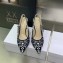 Dior Heel 9.5cm J'Adior Slingback Pumps in Black/White Ornamental Embroidered Cotton 2023