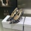 Dior Heel 9.5cm J'Adior Slingback Pumps in Black/White Ornamental Embroidered Cotton 2023