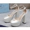 Prada Heel 12.5cm platform 2.5cm Ankle-Strap Pumps Satin White 2023