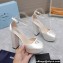 Prada Heel 12.5cm platform 2.5cm Ankle-Strap Pumps Satin White 2023