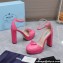 Prada Heel 12.5cm platform 2.5cm Ankle-Strap Pumps Patent Pink 2023