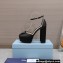 Prada Heel 12.5cm platform 2.5cm Ankle-Strap Pumps Satin Black 2023