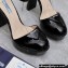 Prada Heel 12.5cm platform 2.5cm Ankle-Strap Pumps Patent Black 2023