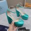 Prada Heel 12.5cm platform 2.5cm Ankle-Strap Pumps Satin Green 2023