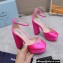 Prada Heel 12.5cm platform 2.5cm Ankle-Strap Pumps Satin Fuchsia 2023