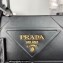 Prada Large leather Symbole bag with topstitching 1BA377 Black 2023