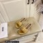 Moschino Metal Logo flat sandals Gold 2023