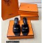 Hermes Original calfskin Gigi 50 sandals Black with Kelly buckle