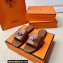 Hermes Original calfskin Giulia sandals Brown with Kelly buckle
