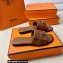 Hermes Original calfskin Giulia sandals Brown with Kelly buckle