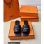 Hermes Original calfskin Giulia sandals Black with Kelly buckle