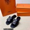 Hermes Original calfskin Giulia sandals Black with Kelly buckle