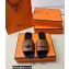 Hermes Original calfskin Giulia sandals Black/Brown with Kelly buckle