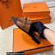 Hermes Original calfskin Giulia sandals Black/Brown with Kelly buckle