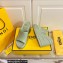 Fendi Leather platform 8.5cm Slides Green 2023