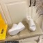 Fendi Leather platform 8.5cm Slides White 2023