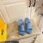 Fendi Leather platform 8.5cm Slides Blue 2023