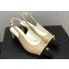 Chanel Chain Heel Grosgrain Sling-Back Pumps G39643 Lambskin Beige 2023