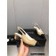 Chanel Chain Heel Grosgrain Sling-Back Pumps G39643 Lambskin Beige 2023