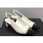 Chanel Chain Heel Grosgrain Sling-Back Pumps G39643 Lambskin White 2023