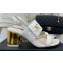 Chanel Gold Heel 7cm Patent Goatskin Sandals White 2023