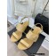 Chanel Gold Heel 7cm Patent Goatskin Sandals Beige 2023