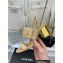 Chanel Gold Heel 7cm Patent Goatskin Sandals Beige 2023