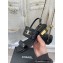 Chanel Gold Heel 3cm Patent Goatskin Sandals Black 2023