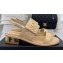 Chanel Gold Heel 3cm Patent Goatskin Sandals Beige 2023