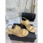 Chanel Gold Heel 3cm Patent Goatskin Sandals Beige 2023