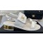 Chanel Gold Heel 3cm Patent Goatskin Sandals White 2023