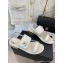 Chanel Gold Heel 3cm Patent Goatskin Sandals White 2023